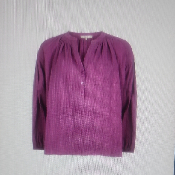 Vanessa Bruno Purple Mandarin Collar Blouse Relaxed Fit - Picture 2 of 6